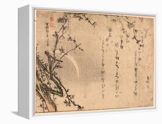 Mikazuki Ni Ume(?)-Kubo Shunman-Framed Premier Image Canvas