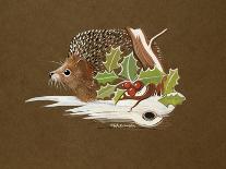 Hedgehog in the Snow with Holly-Mike Alexander-Giclee Print