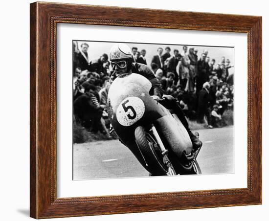 Mike Hailwood, on an Mv Agusta, Winner of the Isle of Man Senior TT, 1964-null-Framed Photographic Print