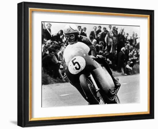 Mike Hailwood, on an Mv Agusta, Winner of the Isle of Man Senior TT, 1964-null-Framed Photographic Print