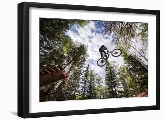 Mike Montgomery Jumping His Downhill Mountain Bike At Canyons Resort-Louis Arevalo-Framed Photographic Print