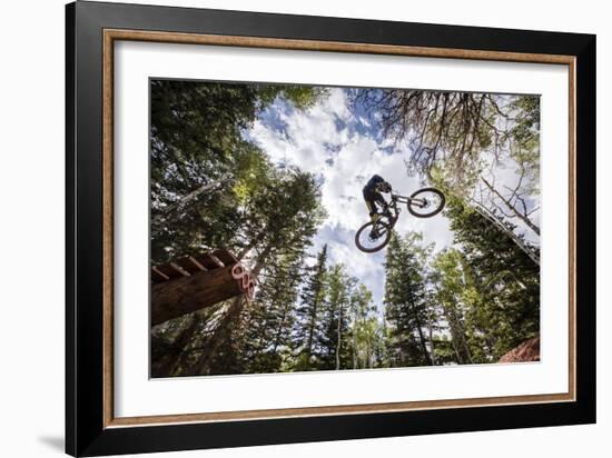 Mike Montgomery Jumping His Downhill Mountain Bike At Canyons Resort-Louis Arevalo-Framed Photographic Print