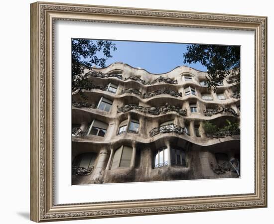 Mila House (Or La Pedrera) by Antoni Gaudi, UNESCO World Heritage Site, Barcelona, Spain-Nico Tondini-Framed Photographic Print