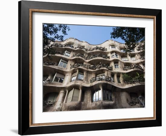 Mila House (Or La Pedrera) by Antoni Gaudi, UNESCO World Heritage Site, Barcelona, Spain-Nico Tondini-Framed Photographic Print