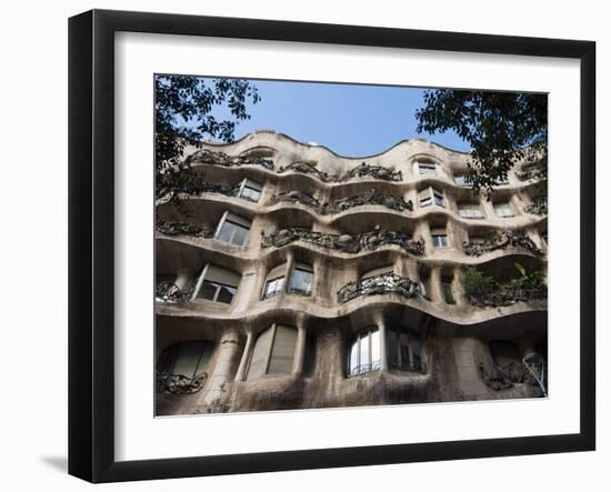 Mila House (Or La Pedrera) by Antoni Gaudi, UNESCO World Heritage Site, Barcelona, Spain-Nico Tondini-Framed Photographic Print