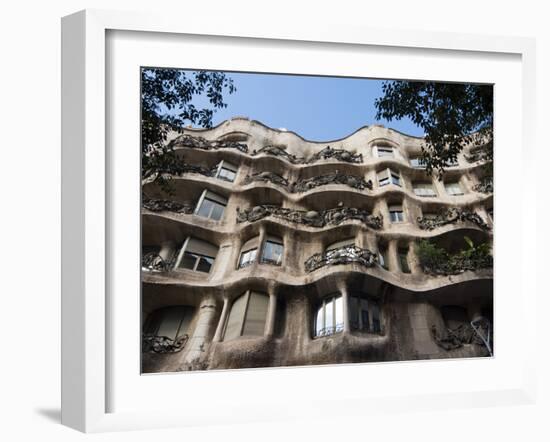 Mila House (Or La Pedrera) by Antoni Gaudi, UNESCO World Heritage Site, Barcelona, Spain-Nico Tondini-Framed Photographic Print