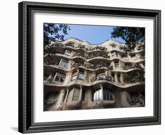 Mila House (Or La Pedrera) by Antoni Gaudi, UNESCO World Heritage Site, Barcelona, Spain-Nico Tondini-Framed Photographic Print