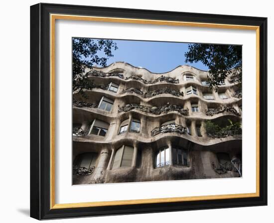 Mila House (Or La Pedrera) by Antoni Gaudi, UNESCO World Heritage Site, Barcelona, Spain-Nico Tondini-Framed Photographic Print