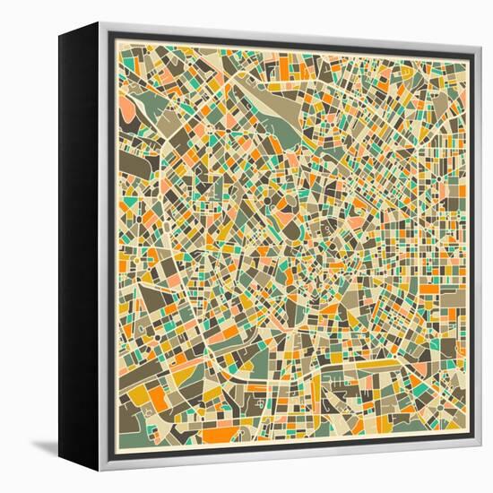 Milan Map-Jazzberry Blue-Framed Stretched Canvas