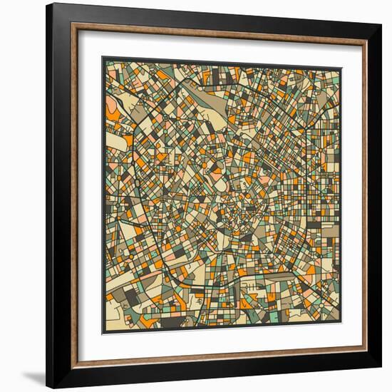 Milan Map-Jazzberry Blue-Framed Art Print