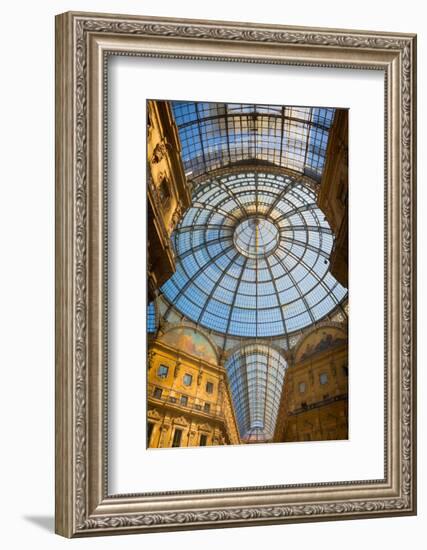 Milan, Milan Province, Lombardy, Italy. Glass dome of Galleria Vittorio Emanuele II shopping arc...-null-Framed Photographic Print