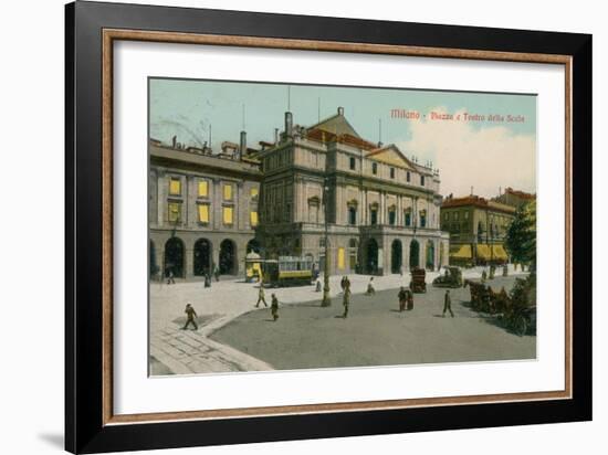 Milan - Piazza and Teatro Alla Scala. Postcard Sent in 1913-Italian Photographer-Framed Giclee Print