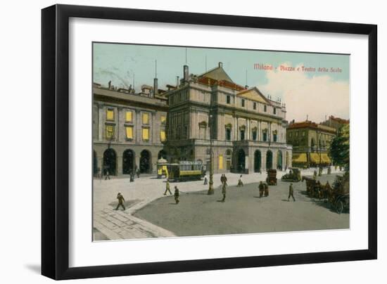 Milan - Piazza and Teatro Alla Scala. Postcard Sent in 1913-Italian Photographer-Framed Giclee Print