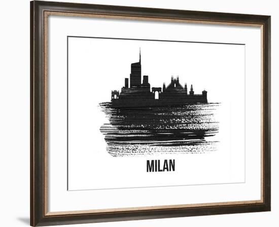 Milan Skyline Brush Stroke - Black II-NaxArt-Framed Art Print