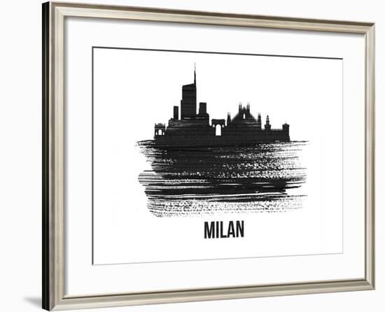 Milan Skyline Brush Stroke - Black II-NaxArt-Framed Art Print