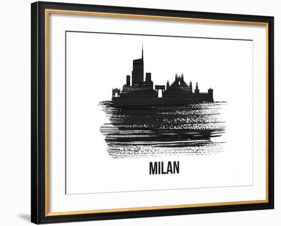 Milan Skyline Brush Stroke - Black II-NaxArt-Framed Art Print