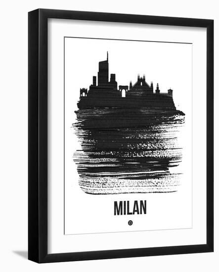 Milan Skyline Brush Stroke - Black-NaxArt-Framed Art Print