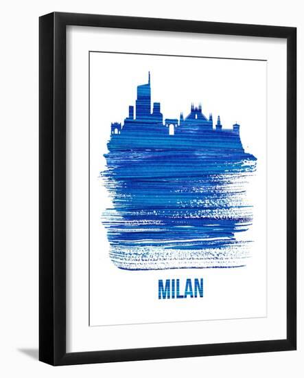 Milan Skyline Brush Stroke - Blue-NaxArt-Framed Art Print