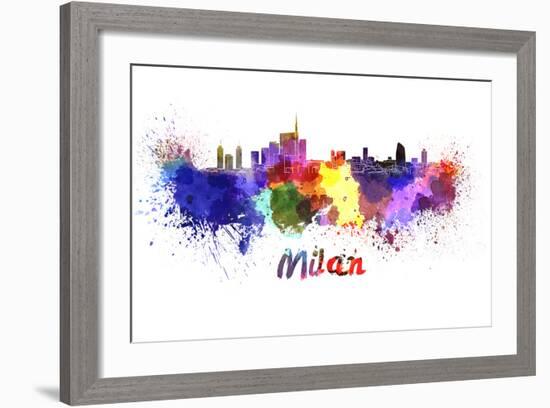Milan Skyline in Watercolor-paulrommer-Framed Art Print