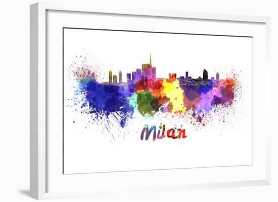 Milan Skyline in Watercolor-paulrommer-Framed Art Print