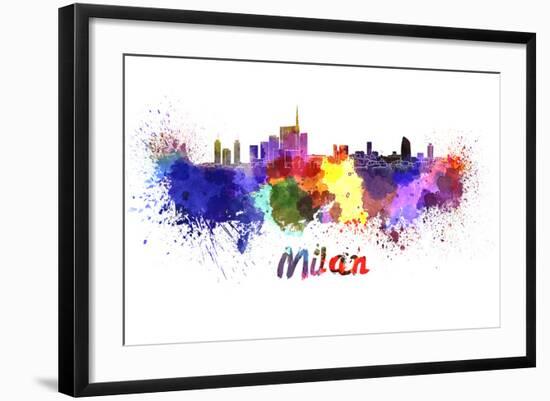 Milan Skyline in Watercolor-paulrommer-Framed Art Print