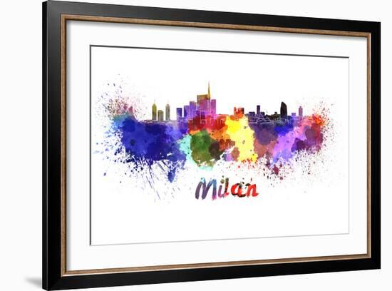 Milan Skyline in Watercolor-paulrommer-Framed Art Print