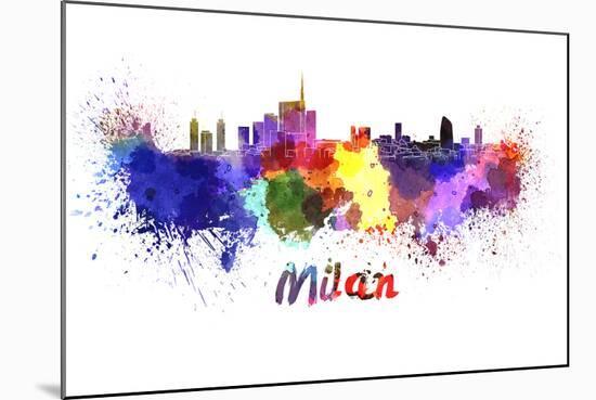 Milan Skyline in Watercolor-paulrommer-Mounted Art Print