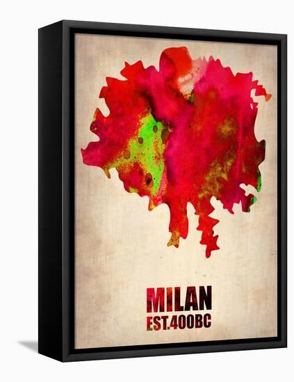 Milan Watercolor Map-NaxArt-Framed Stretched Canvas