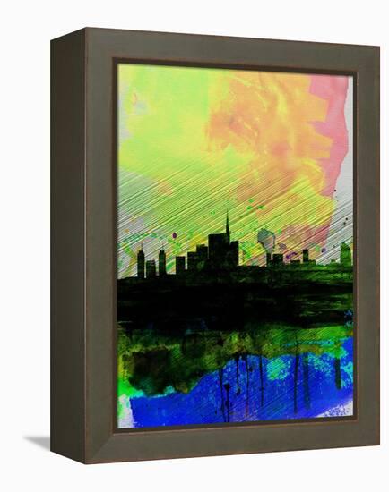 Milan Watercolor Skyline 2-NaxArt-Framed Stretched Canvas