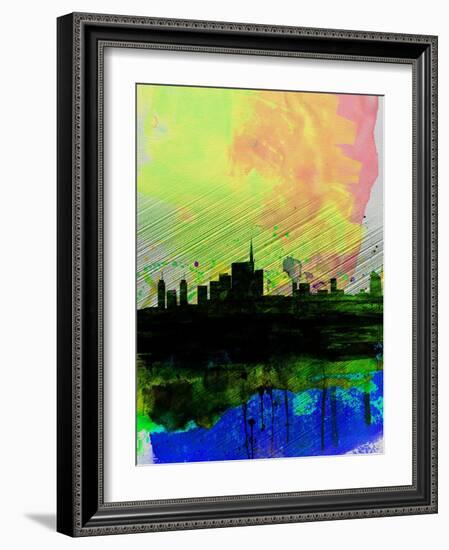 Milan Watercolor Skyline 2-NaxArt-Framed Art Print