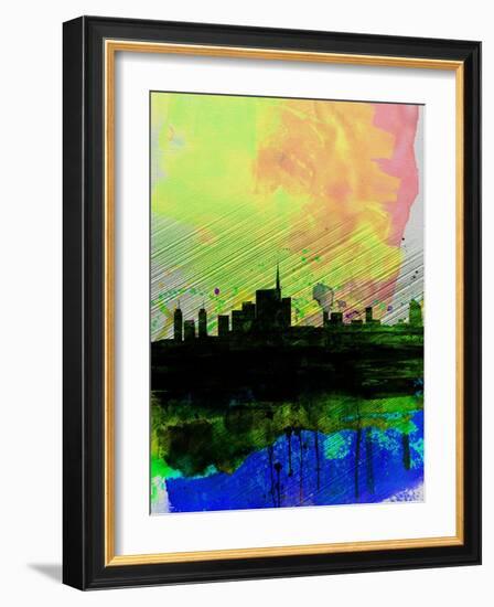 Milan Watercolor Skyline 2-NaxArt-Framed Art Print