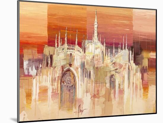 Milano al tramonto-Luigi Florio-Mounted Art Print