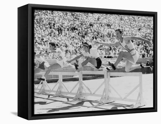 Mildred 'Babe' Didrikson, Running the 80-Meter Hurdles, at the 1932 Olympics-null-Framed Stretched Canvas