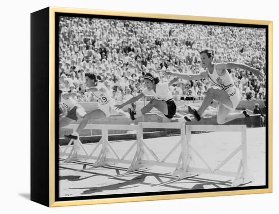 Mildred 'Babe' Didrikson, Running the 80-Meter Hurdles, at the 1932 Olympics-null-Framed Stretched Canvas