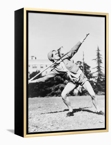 Mildred 'Babe' Didrikson, Winding Up for Javelin Toss at the 1932 Olympics-null-Framed Stretched Canvas