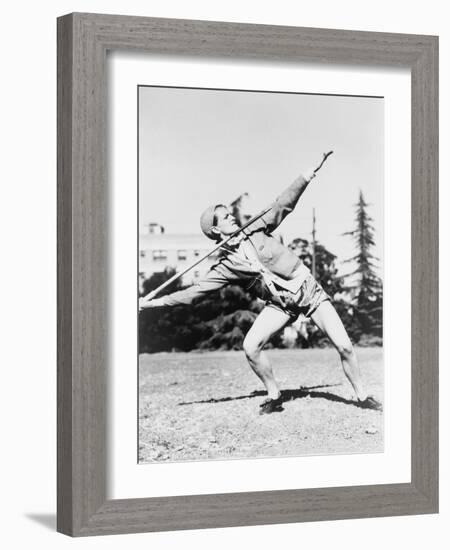 Mildred 'Babe' Didrikson, Winding Up for Javelin Toss at the 1932 Olympics-null-Framed Photo