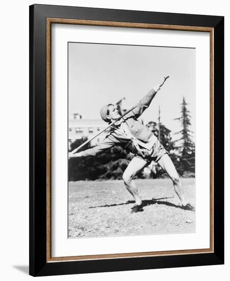 Mildred 'Babe' Didrikson, Winding Up for Javelin Toss at the 1932 Olympics-null-Framed Photo