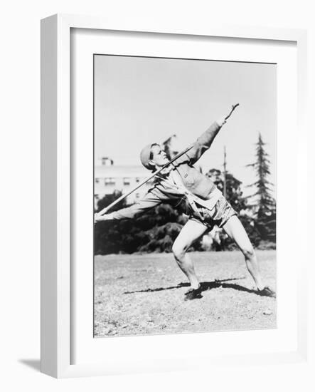 Mildred 'Babe' Didrikson, Winding Up for Javelin Toss at the 1932 Olympics-null-Framed Photo