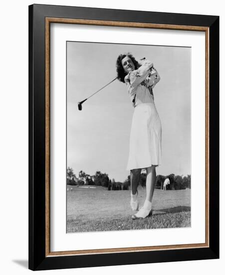 Mildred 'Babe' Didrikson Zaharias Swinging Golf Club in 1947-null-Framed Photo