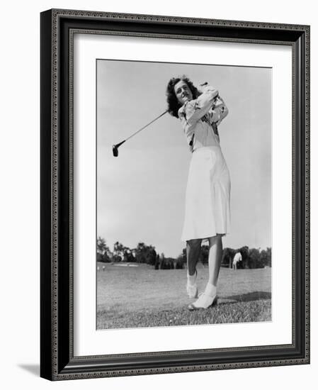 Mildred 'Babe' Didrikson Zaharias Swinging Golf Club in 1947-null-Framed Photo