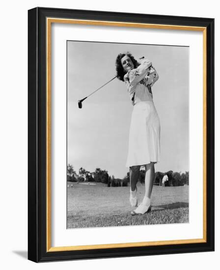 Mildred 'Babe' Didrikson Zaharias Swinging Golf Club in 1947-null-Framed Photo