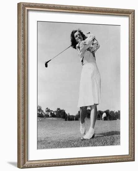 Mildred 'Babe' Didrikson Zaharias Swinging Golf Club in 1947-null-Framed Photo
