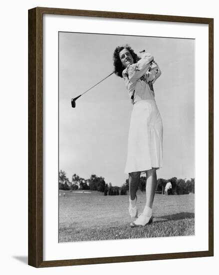 Mildred 'Babe' Didrikson Zaharias Swinging Golf Club in 1947-null-Framed Photo