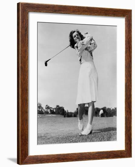 Mildred 'Babe' Didrikson Zaharias Swinging Golf Club in 1947-null-Framed Photo