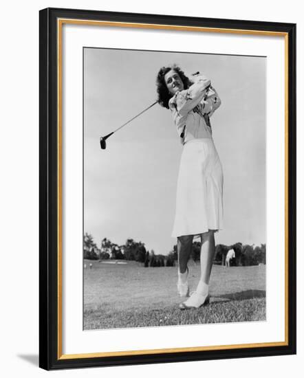 Mildred 'Babe' Didrikson Zaharias Swinging Golf Club in 1947-null-Framed Photo