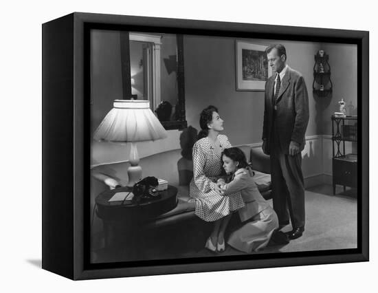 MILDRED PIERCE, 1945 directed by MICHAEL CURTIZ Joan Crawford, Ann Blyth and Bruce Bennett (b/w pho-null-Framed Stretched Canvas