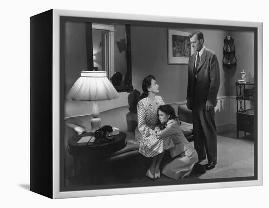 MILDRED PIERCE, 1945 directed by MICHAEL CURTIZ Joan Crawford, Ann Blyth and Bruce Bennett (b/w pho-null-Framed Stretched Canvas