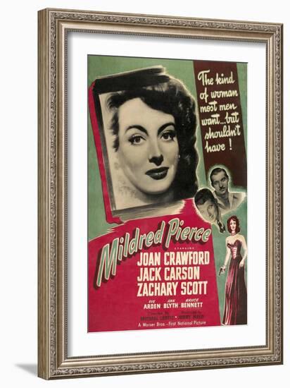 Mildred Pierce, Joan Crawford, Zachary Scott, Jack Carson, 1945-null-Framed Art Print