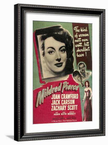 Mildred Pierce, Joan Crawford, Zachary Scott, Jack Carson, 1945-null-Framed Art Print