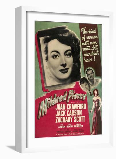 Mildred Pierce, Joan Crawford, Zachary Scott, Jack Carson, 1945-null-Framed Premium Giclee Print